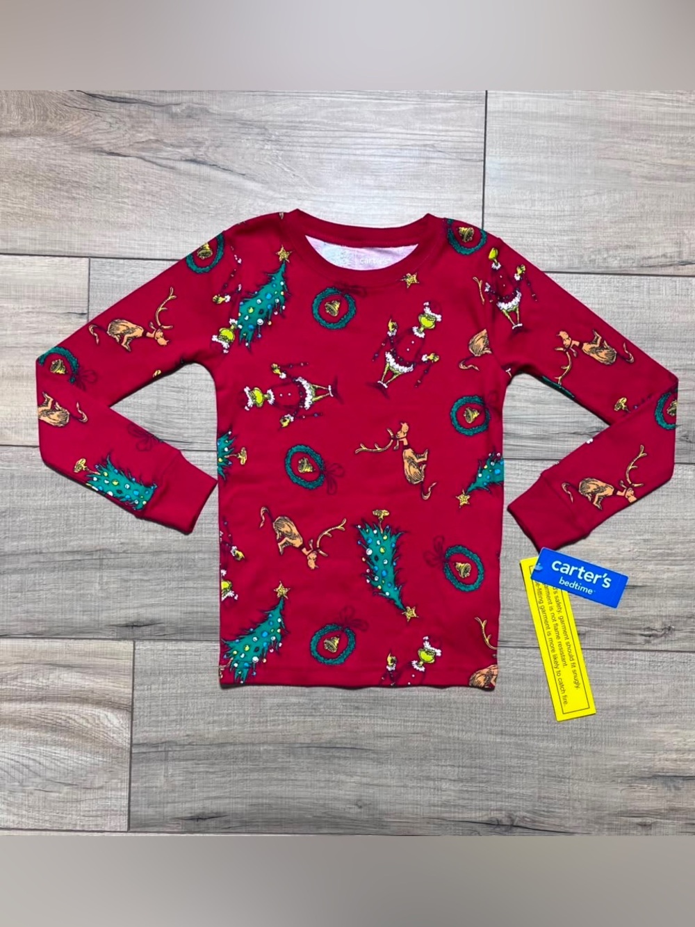 Carter’s Boys The Grinch Dr Seuss Printed Christmas Pajama Top Size 6 Red